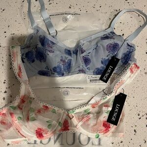 SET OF TWO! Lounge Underwear Floral Mesh Bralettes (Size 32B)